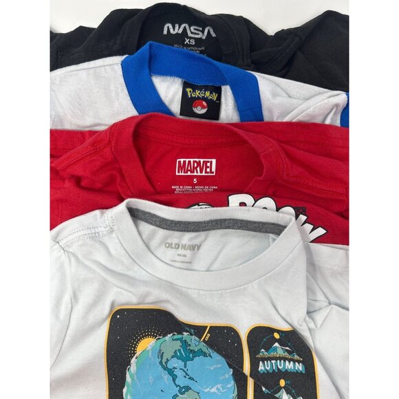 Boy's Clothes - 4 Graphic T-Shirts - Black, Red, 2‎ White - Sizes - XS and 5 - Picture 11 of 11